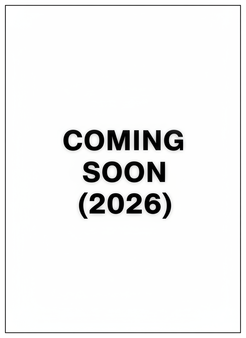 Simple black and white album cover placeholder, portrait orientation, solid white background with a thin black border, centered bold sans-serif text reading "Coming Soon (2026)" as a large watermark, minimalist and clean